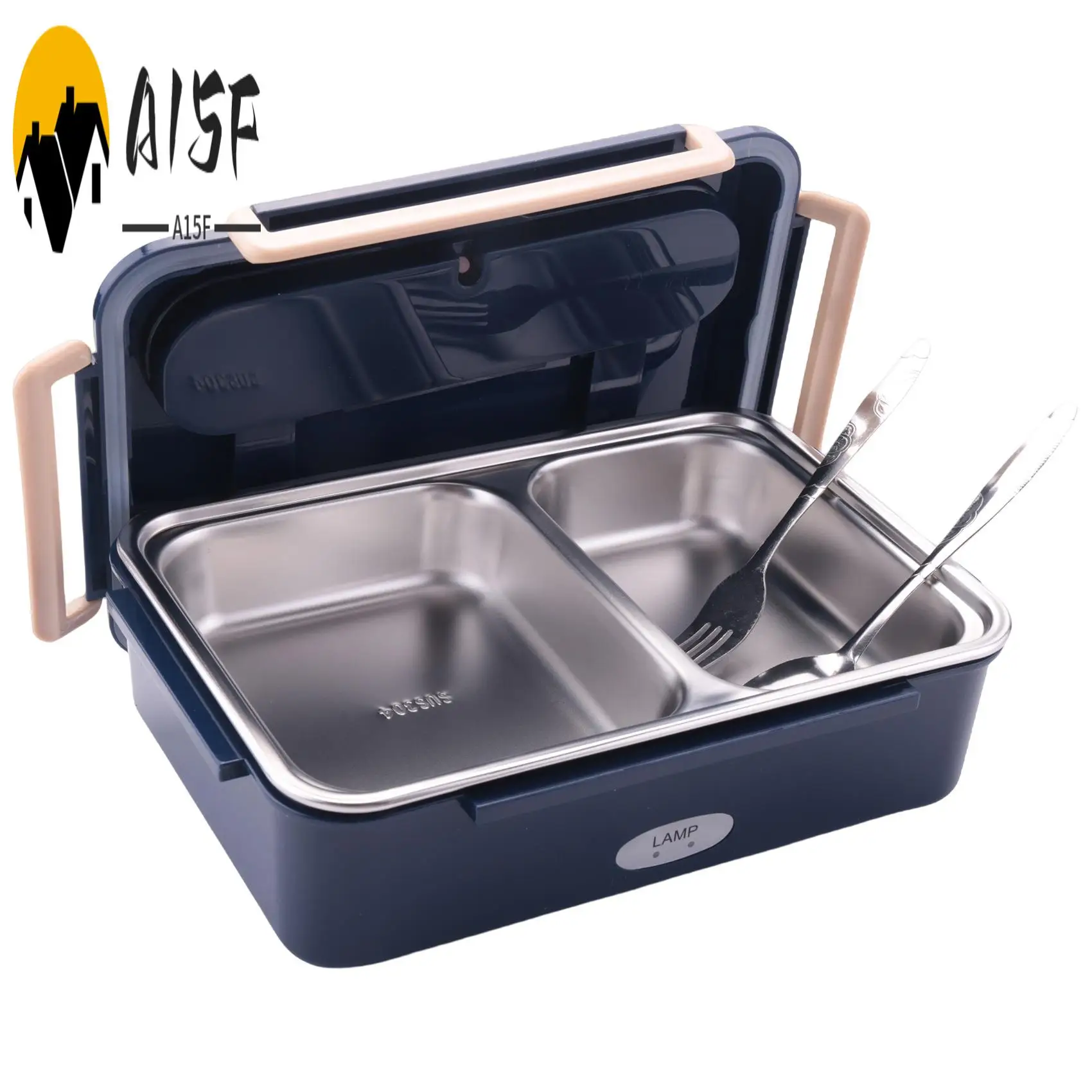 

A15F-Электрический ланч-бокс с ложкой и палочками для еды, портативный подогреватель еды для дома 220 В и автомобиля/грузовика 12 В/24 В, вилка европейского стандарта