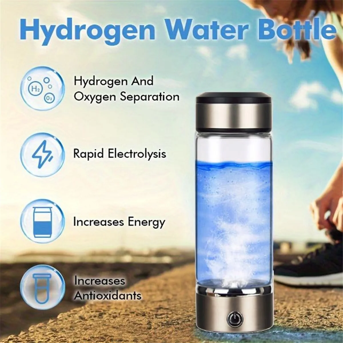 

hydrogen water generator 420Ml[2Pack]Hydrogen Water Bottle, Portable Hydrogen Water Ionizer Machine,USB Rechargeable Hydrogen