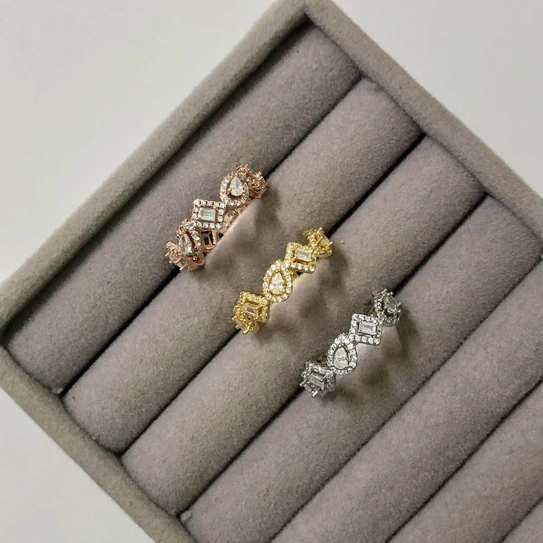 

Boutique Jewelry 925 Ssterling Silver Waterdrop Square Rings, Wedding Jewelry Accessories Holiday Gifts for Women