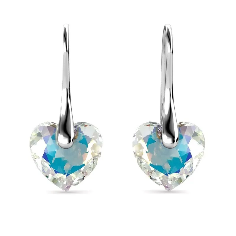 

Daisini Flicker Heart Swarovski Crystals Charm Dangle Earrings High Qualtiy Quality Brass Jewelry for Women Girls Sweet Gifts