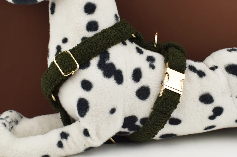 Teddy-Samt-Hundehalsband und Leinen-Set für kleine, mittelgroße und große Hunde, individuell graviertes Namensschild, Haustierzubehör, Hundeleine – Detail 10