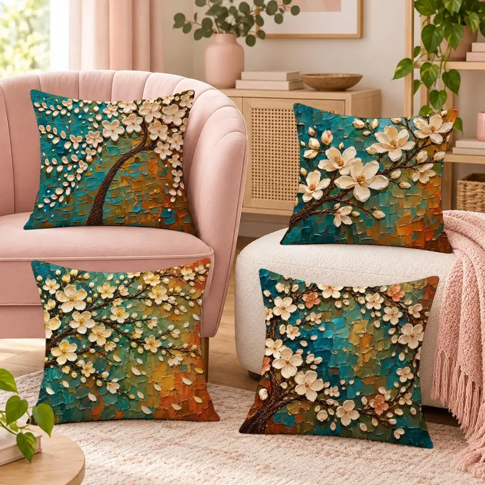 Modern Botanical Floral Decor Cushion Cover Pillow Case Organic Short Plush Cushion Covers Washable Wrinkle-Resistant