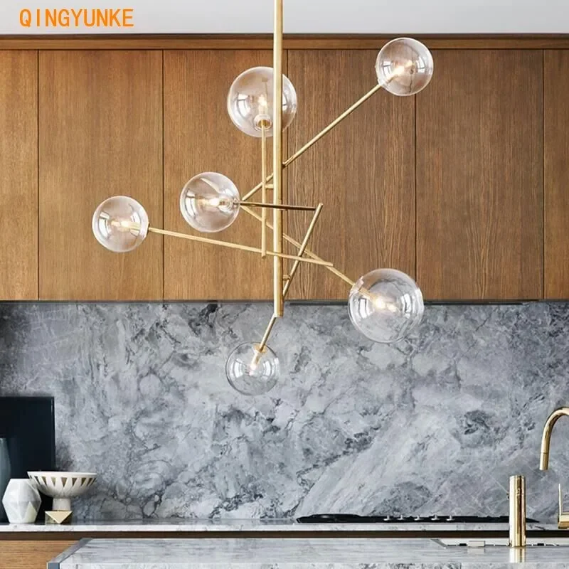 Lampe suspendue en verre au Style européen moderne et créatif, avec bulles, luminaire décoratif d'intérieur, idéal pour un salon, un Restaurant, un café ou une cuisine