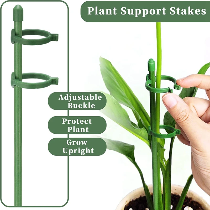 20 Pack Plant Support Stakes Flower Support Stake Adjustable Garden Single Stem Floral