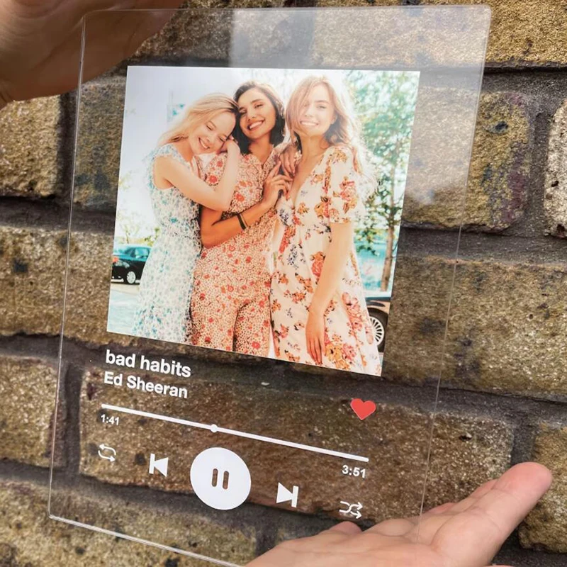 Pannello di canzone in acrilico con foto personalizzate cornice per foto personalizzata decorazione del soggiorno, regalo di anniversario di