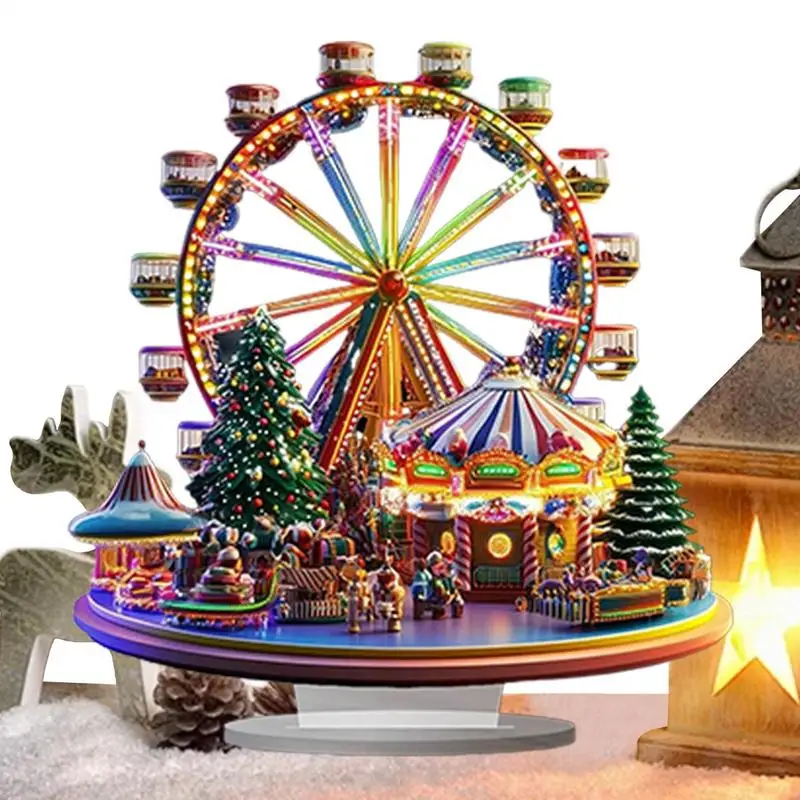 Ferris Wheel Accent Ornament 2D Acrylic Desktop Ferris Wheel Decor Ferris Wheel Display Board Christmas Tree Decoration