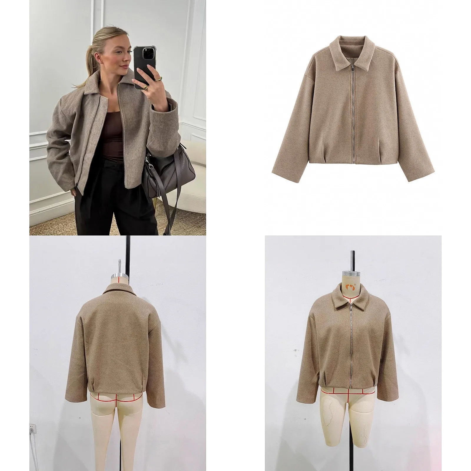 

Women Faux Leather Jacket Ladies Soft Zip Up Trench Coats Blouse Tops