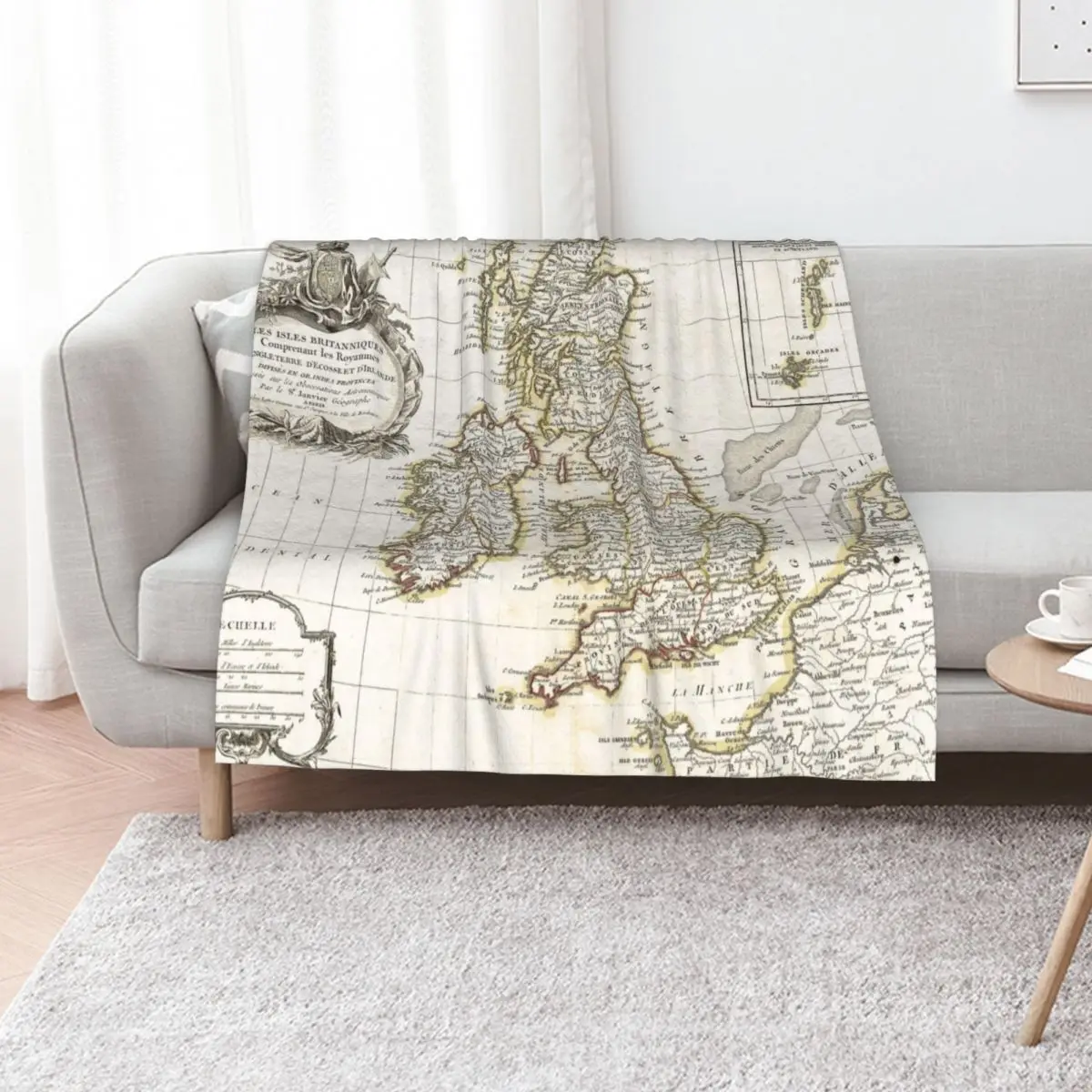 BRITISH ISLES UK EUROPE 1771 - Vintage Antique Map Art, Unique Classic Style, Aesthetic Original Retro Decor, Old Throw Blanket