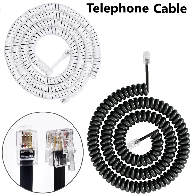

3m RJ9 4P4C Telephone Accessory Phone Cord Landline Uncoiled Coiled Landline Telephone Cable Handset Cord Line RJ11 RJ22 Cable