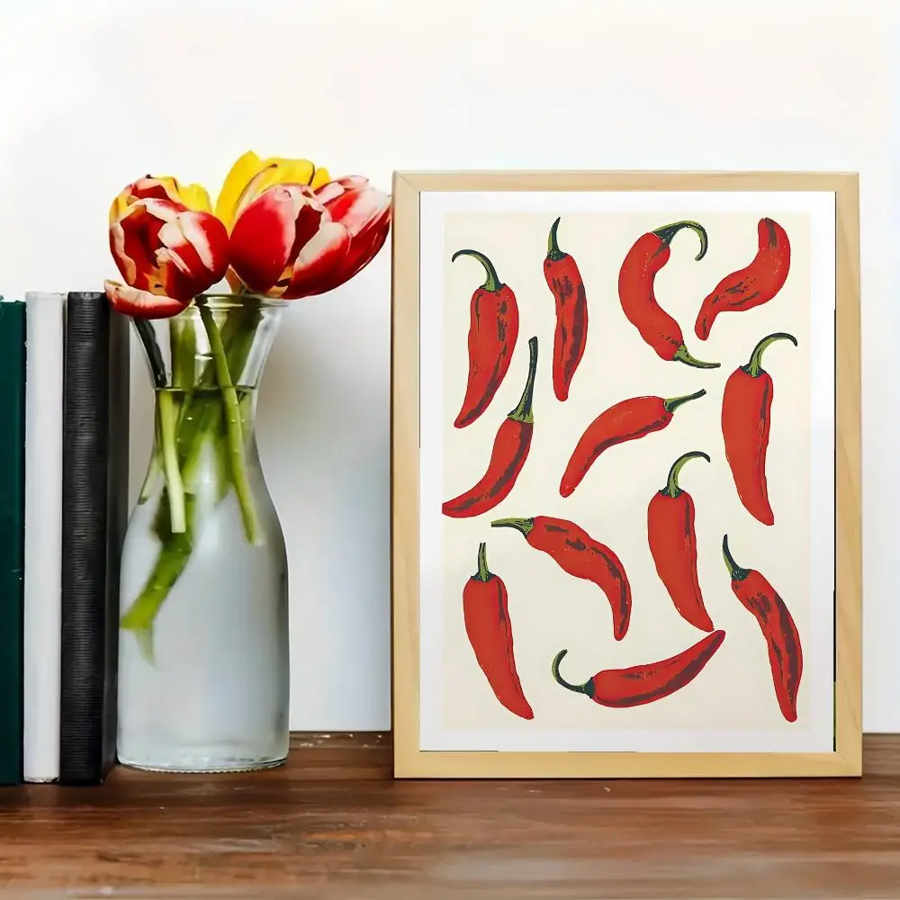 Fiery Pepper Canvas Wall Art Food Theme Poster For Kitchen Dining Room Living Room Home Decor