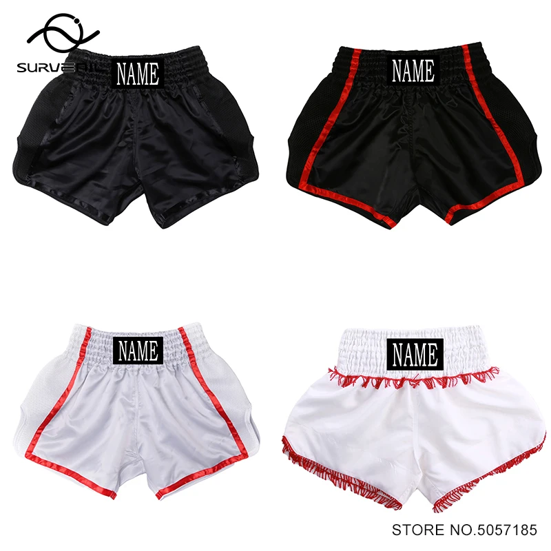 Muay Thai Shorts Custom Name Thai Boxing Shorts Men Women Child Satin MMA Martial Arts Grappling Cage Fighting Kickboxing Pants