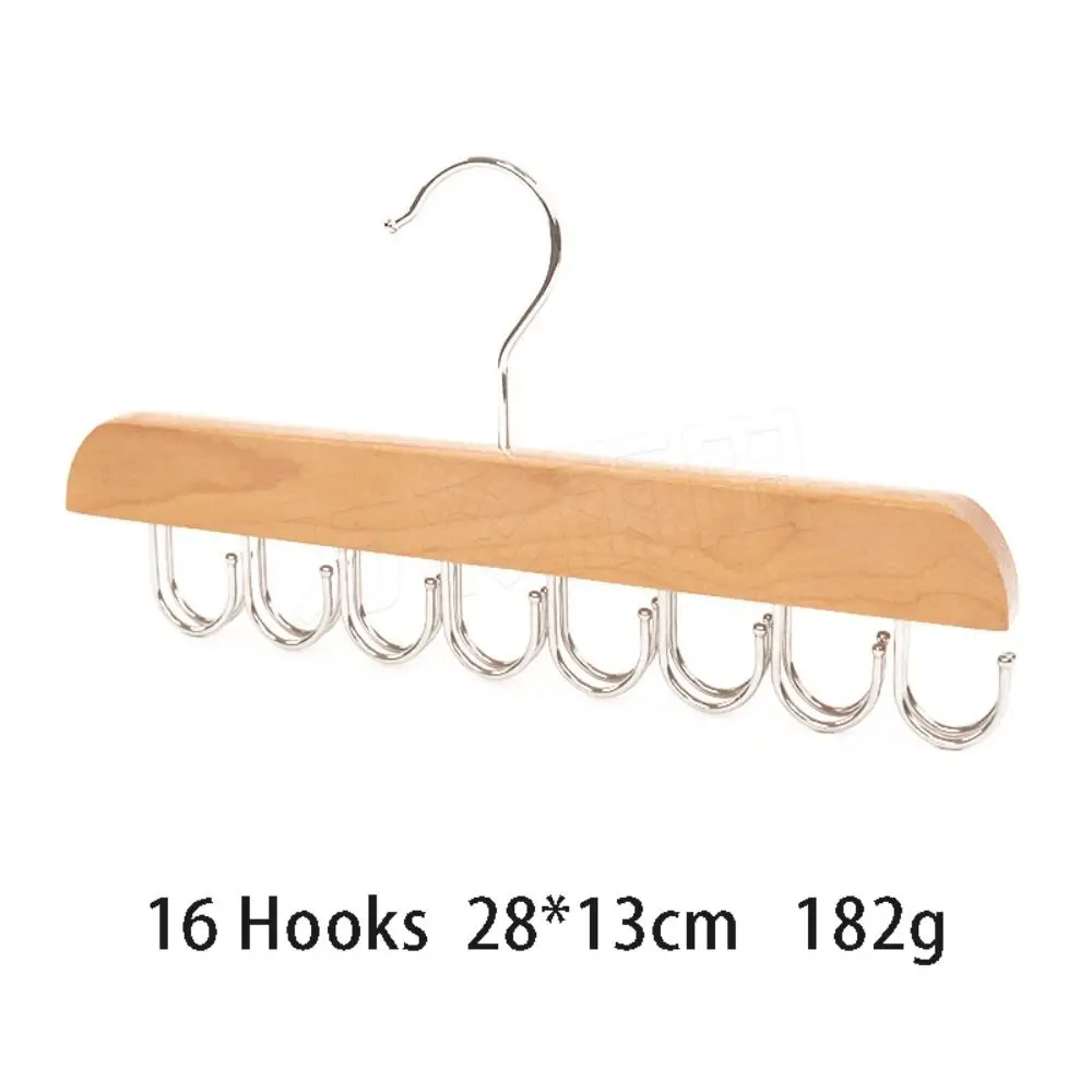 New Wooden 14/16/20 Hooks Belt Rack Rotatable Multi-function Non Slip Storage Rack Household Tie Tank Tops Belt Hanger