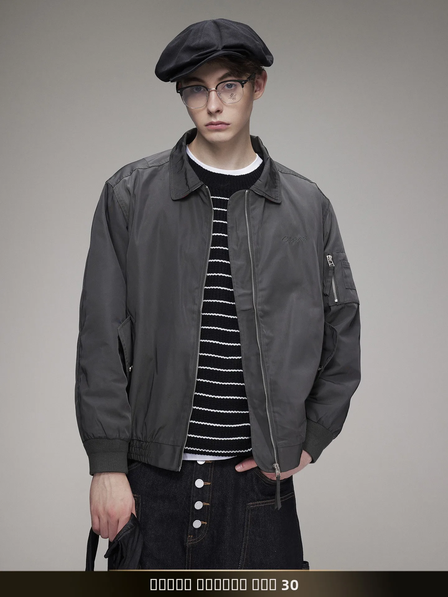 

Nted American Retro Embroidered Pilot ort Jaet Men's Casual Loose All-Match Couple's Outerwear for Autumn Season