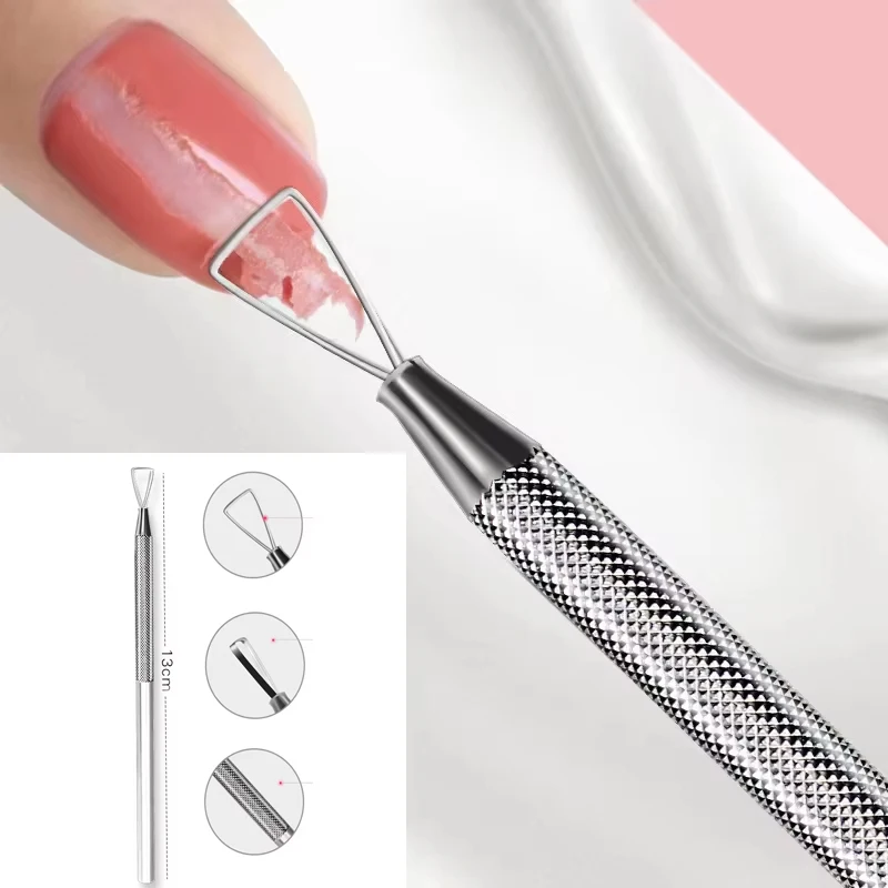 Stainless Steel Nail Peeler Nail Art Polish Uv Gel Remover Triangle Stick Rod Pusher Nail Art Tool for Manicure and Pedicure