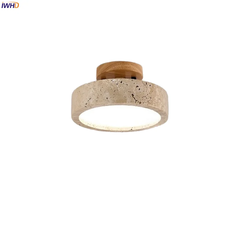 

IWHD Japan Wabi Sabi LED Ceiling Lamps Yellow Travertine Living Room Corridor Interior Lighting Ceiling Lights Lampara Techo