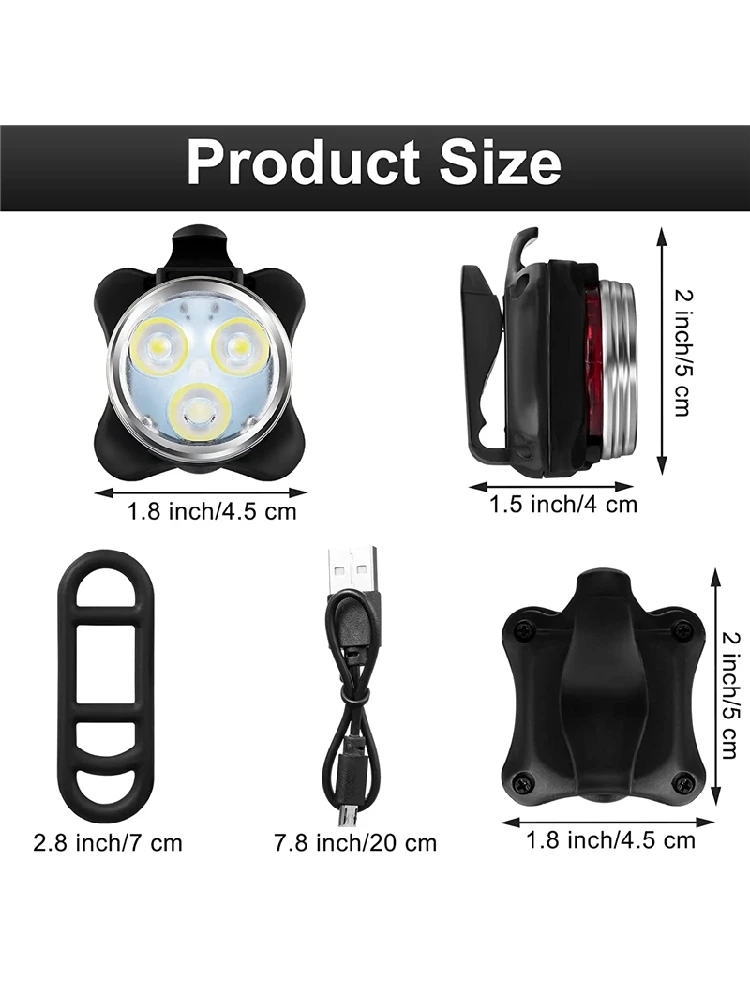 AliExpress Bicycle Light 4 Pack USB Rechargeable Bike Light Set Front and Rear LED Bicycle Light for Night Riding Bike Accessories