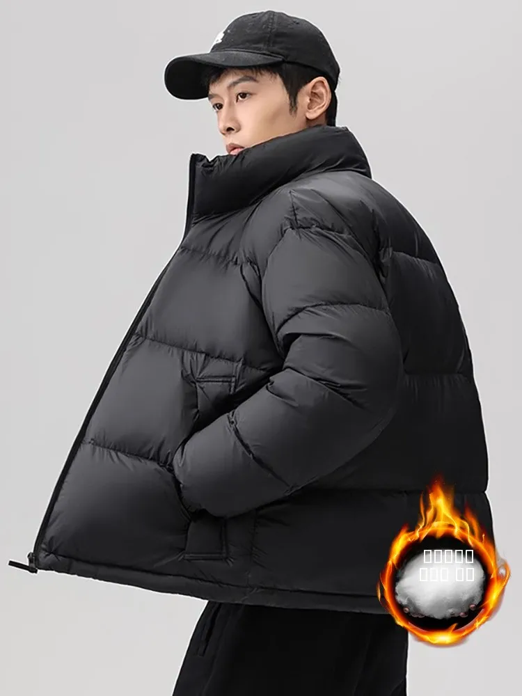 

Men's Thiened Warmth down Cotton Jaet Autumn Winter High-End Versatile Cold Resistance Stand Collar Cotton Coat Outerwear