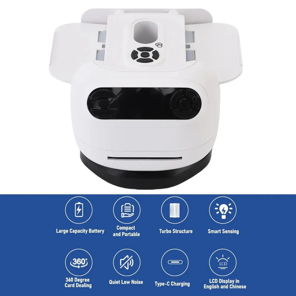 Processador de embaralhador de cartas automático, batedeira de cartas de jogo operada por bateria recarregável