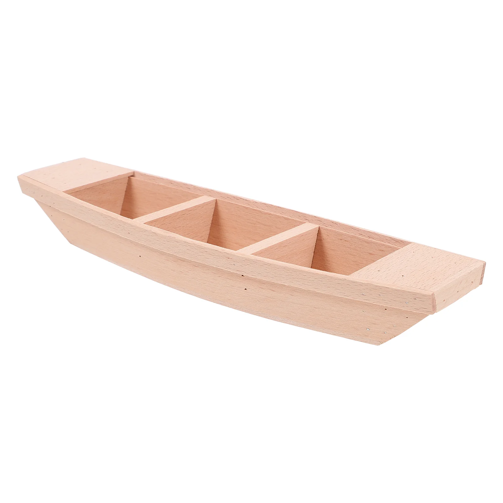 

Miniature Wooden Boat Canoes Micro Landscape Fishing Statues Decors Bonsai Child