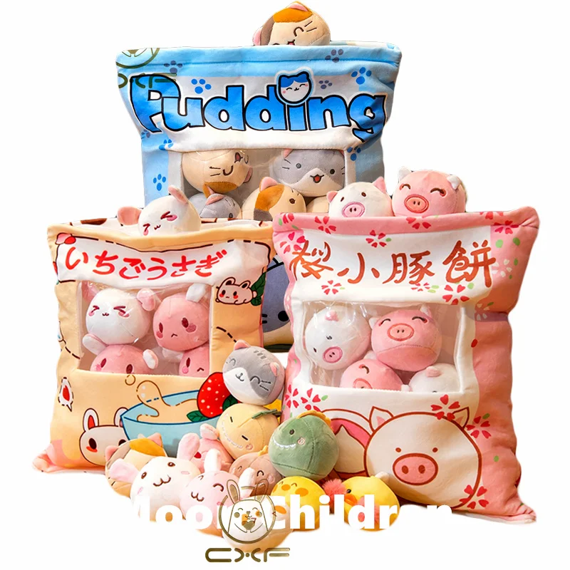 Kawaii One Bag 8pcs Small Ball Pudding Toys Lifelike Food Pudding Snack Pillow Sakura Rabbit Unicorn Pig Plush Toys Gift For Kid