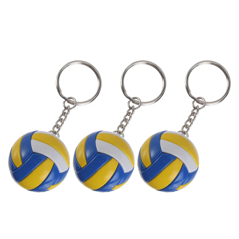 3 Pcs Simulated Volleyball Keychain Bag Ornament Tennis Balls Set Chic Pu Sports Theme Ring Decorative Chains Women's Football