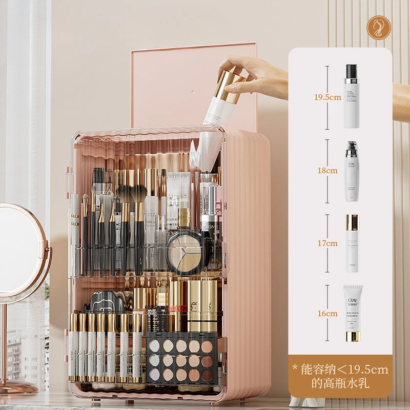 Light Luxury Cosmetics Organizer with Lid Dustproof Multifunctional Storage Box Desktop Rack Large Capacity Makeup Lipstick Box