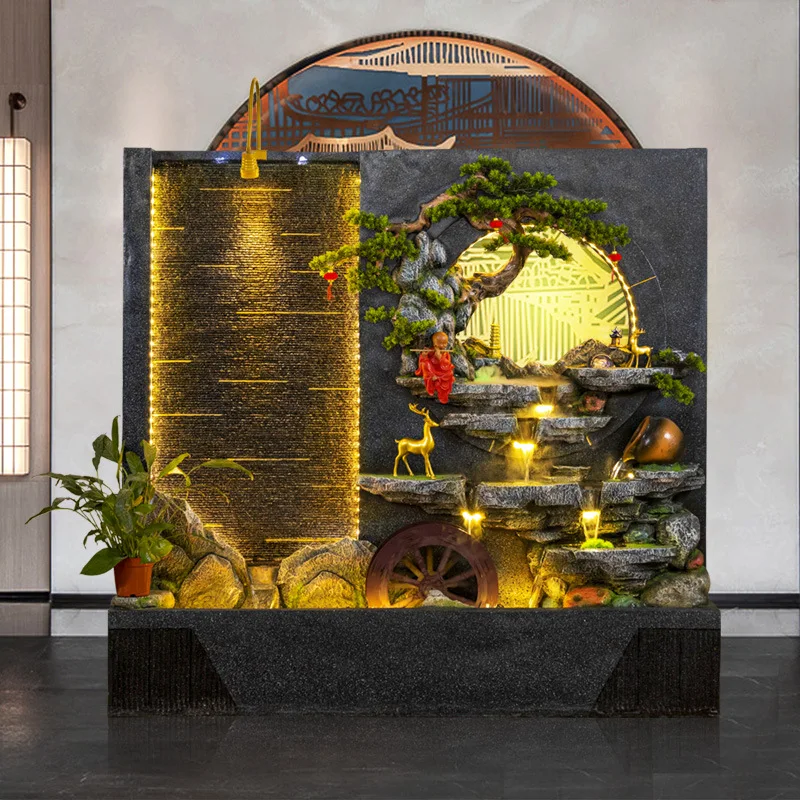 Water curtain wall rockery flowing water screen living room landscape circulating water garden arrangement ornament