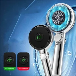 High Pressure Water Saving Filtration Shower Head Pressurized LED Temperature Digital Display Showerhead Bathroom Accessories