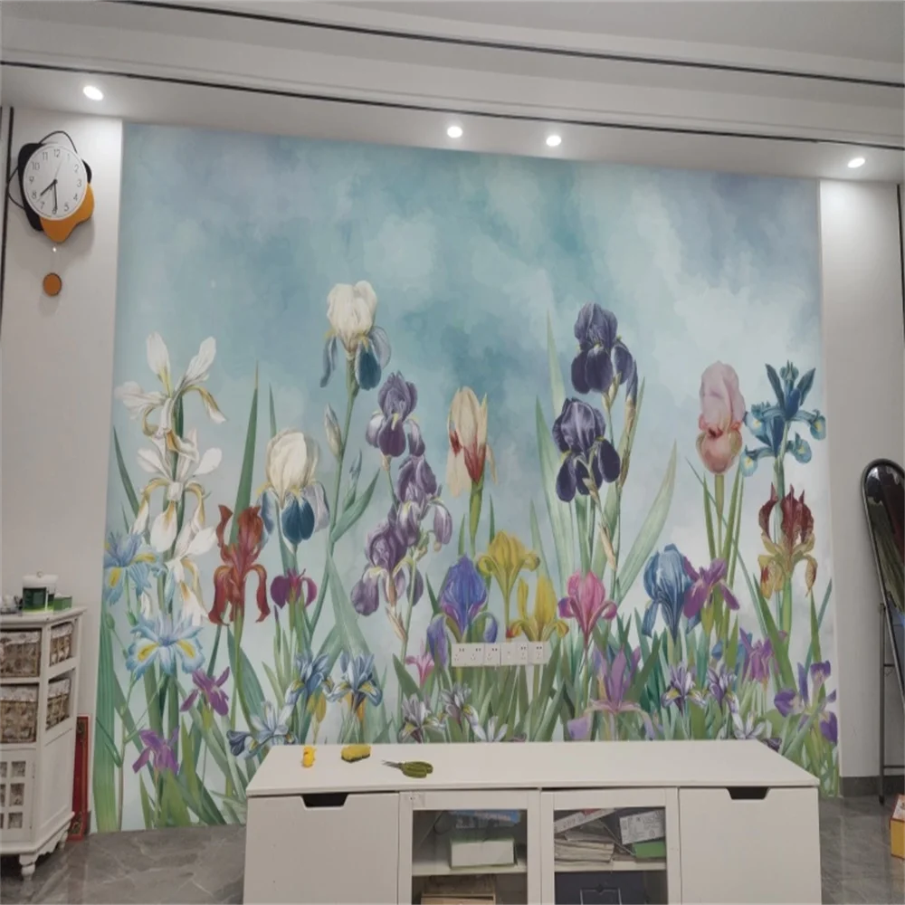 custom American countryside flower wallpaper living room TV background wall paper TV background 3D stereoscopic home decoration