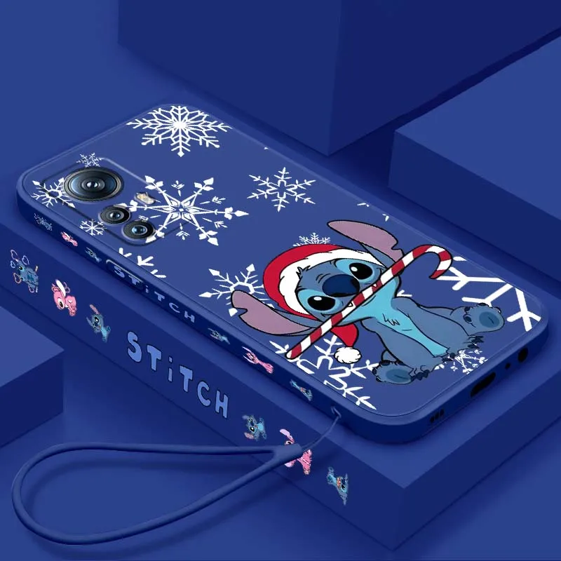 

Cartoon Cute Stitch Christmas Phone Case For Xiaomi Mi 15 14 13 13T 12 12T 12S 11 11i 11X Lite Pro Ultra 5G Liquid Left Rope