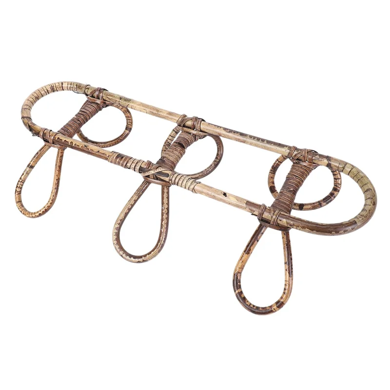 

ABBD-Vintage Rattan Clothes Hanger Kids Garments Organizer Rack Children Hanger Kids Room Decoration Rattan Wall Hanger