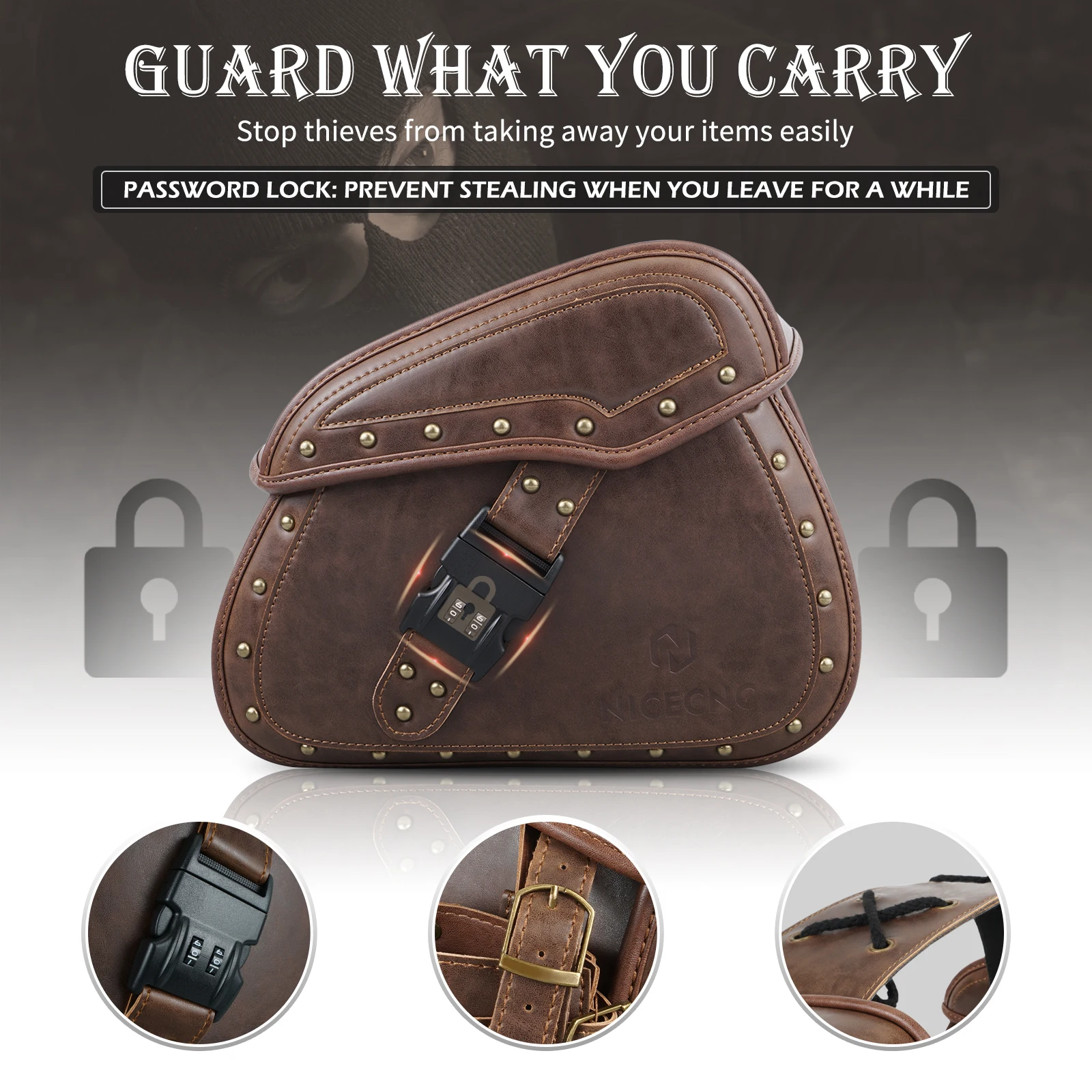 NICECNC 2 قطعة دراجة نارية بولي Leather الجلود الجانب السرج أكياس السرج الأمتعة Panier موتوكروس اكسسوارات ل هارلي ديفيدسون بجولة