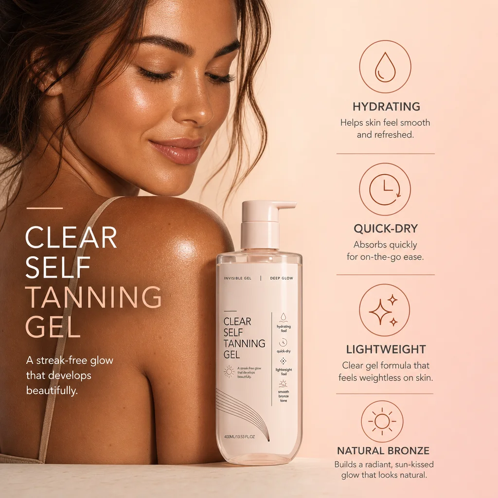 400ml Clear Self Tanning Gel Sun Tanner Hydrating Body Gel Non Sticky Tanning Lotion Lightweight Quick Dry Natural Bronze Tan