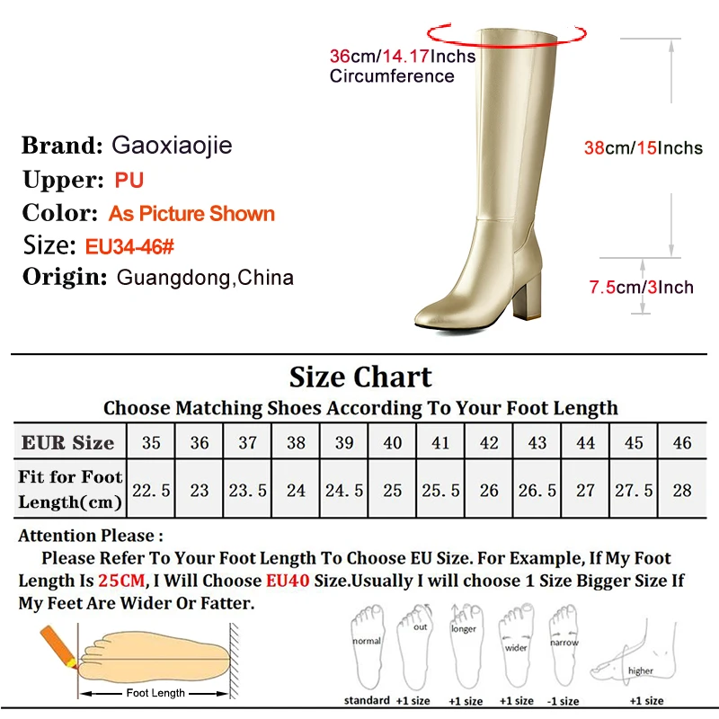 Black Long Boots Women\'s Fashionable Thick Heels Side Zipper Ladies Shoes Soft PU Leather Knee High Boots Plus Size 43 44 45 46