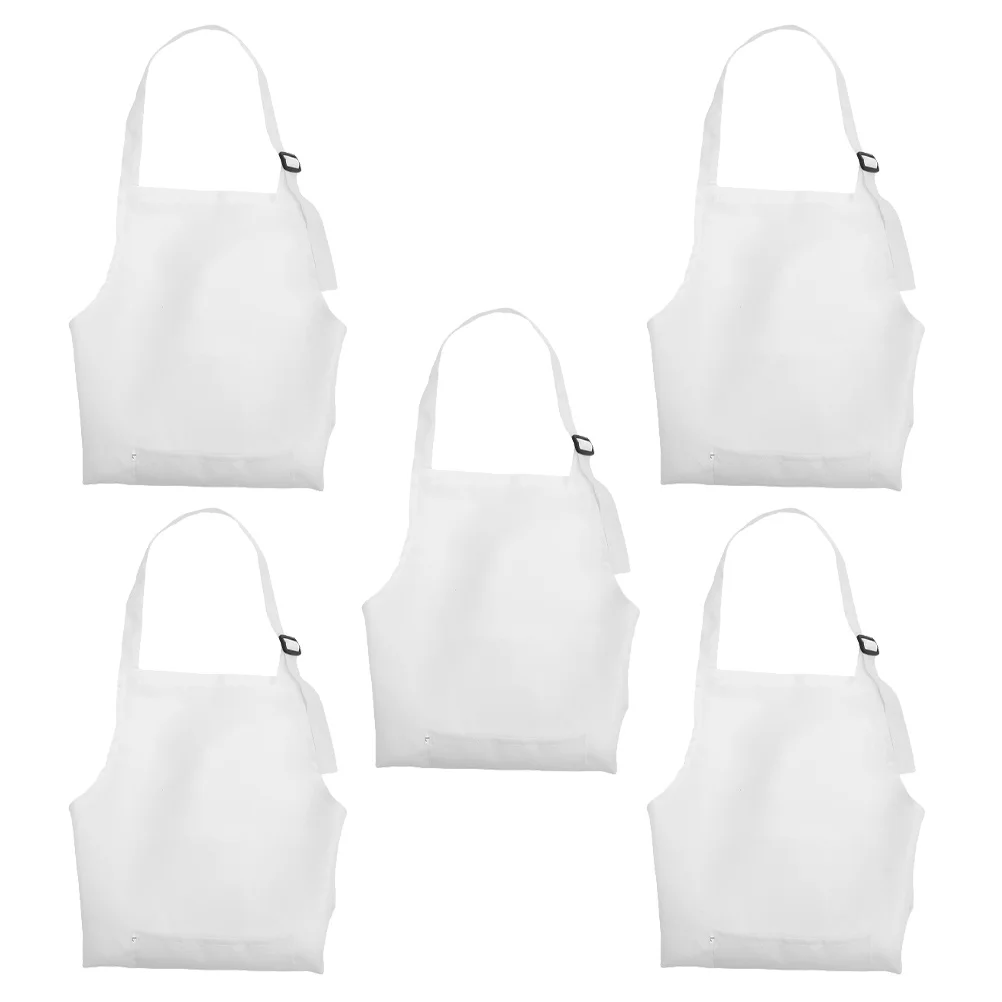 

5pcs White Adjustable Painting Aprons Craft Art Durable Lightweight Reusable For 8-12 Years Old Decorative