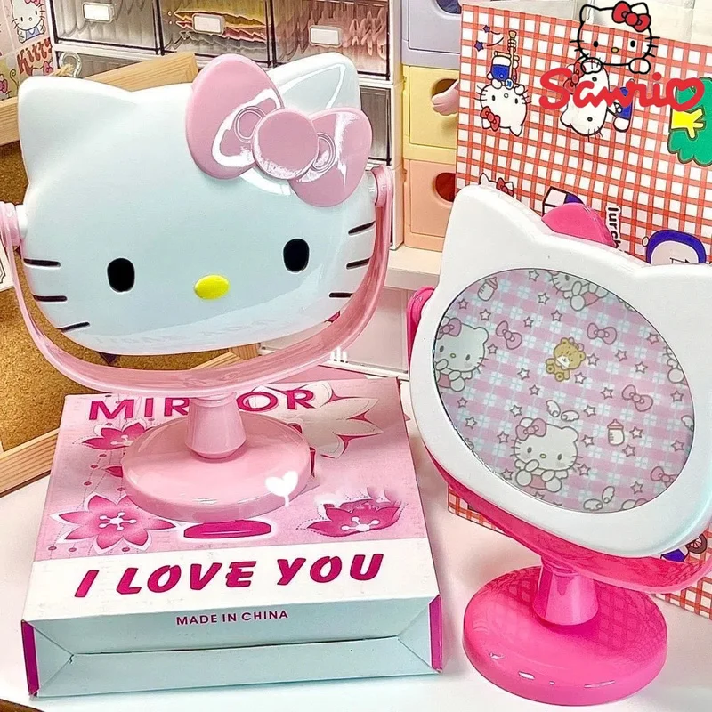 Creatieve Hello Kitty Cartoon Schattige Prinses Make-up Spiegel Meisje Hart Ins Desktop Kleine Tafel Spiegel Vrouwelijke Student