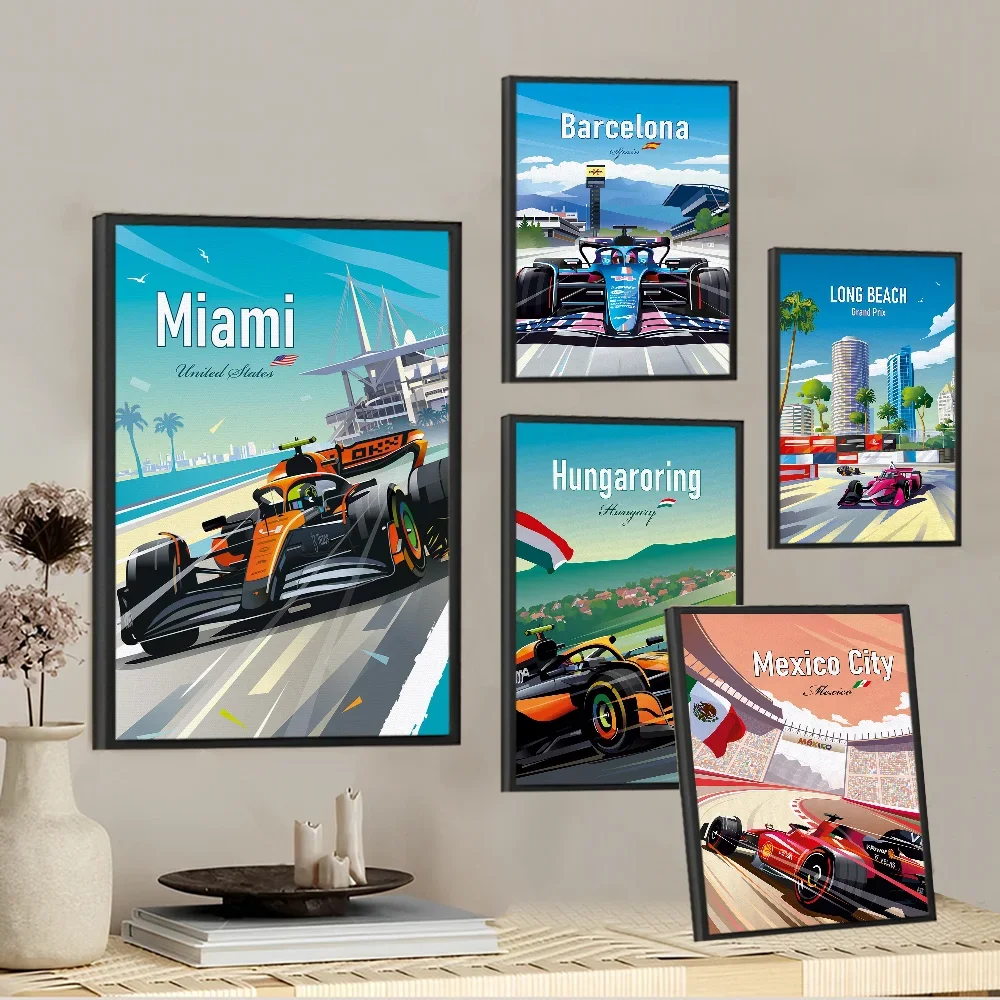 MiaMi F1 مدينة النيون المائية سباق الملصقات خمر لزجة خمر غرفة المنزل بار مقهى ديكور Kawaii غرفة ديكور #5