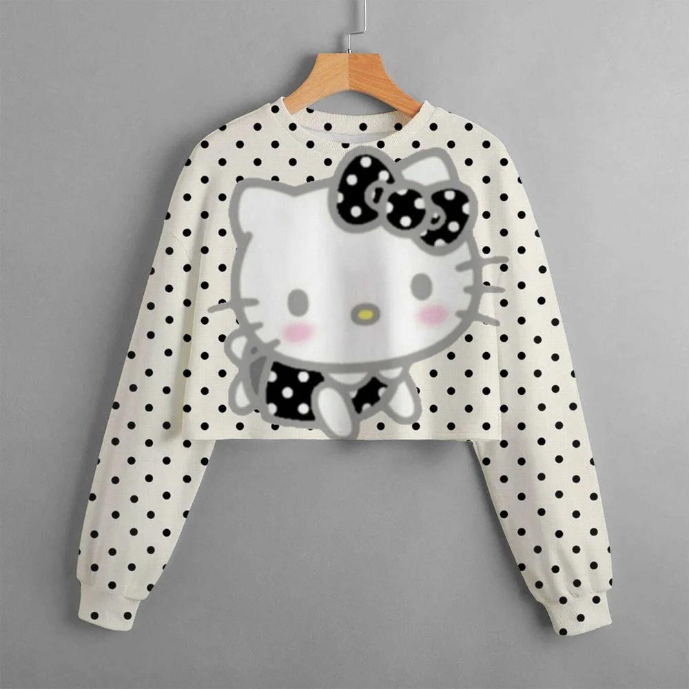 Hello Kitty t-shirt per bambini primaverile stampata, pullover per t-shirt da ragazza a maniche lunghe per bambini, autunno fashion cartoon baby