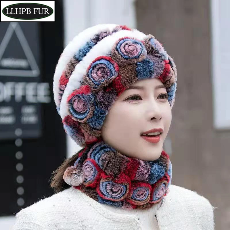 inverno-quente-chapeu-de-pele-real-cachecol-define-feminino-malha-macia-100-real-rex-coelho-pele-chapeu-cachecois-natural-rex-coelho-pele-bone-cachecol-conjunto