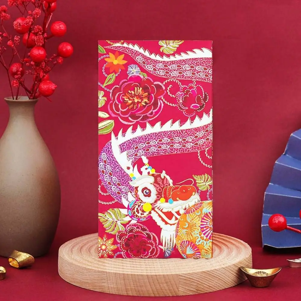 4Pcs/set Stationery Supplies Red Envelope Greeting Card Chinese Dragon Year Money Pocket Spring Festival Party Invitation