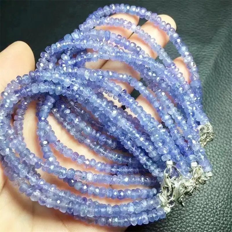 S925 Natural Tanzanite Bracelet Women Fashion Sweet Reiki Healing Energy Strand Girls Jewelry Gift 1PCS