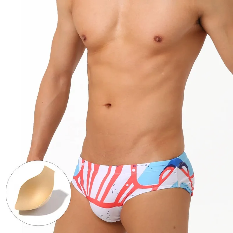 Men's Swimsuit Swim Briefs Panties Sexy Swimwear Bikini print Elastic Low Rise Underpants Beach Pool Party Sunbathing Underwear