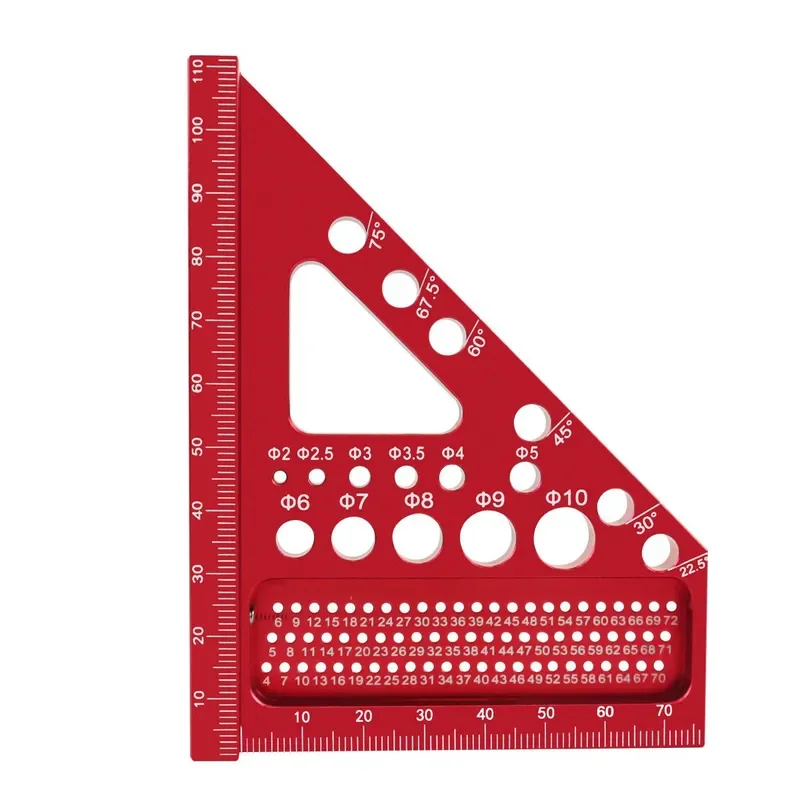 Thickened Aluminum Alloy Woodworking Square Ruler Triangle Measuring Tool with Hidden Pin Multifunctional Scribing Scale for