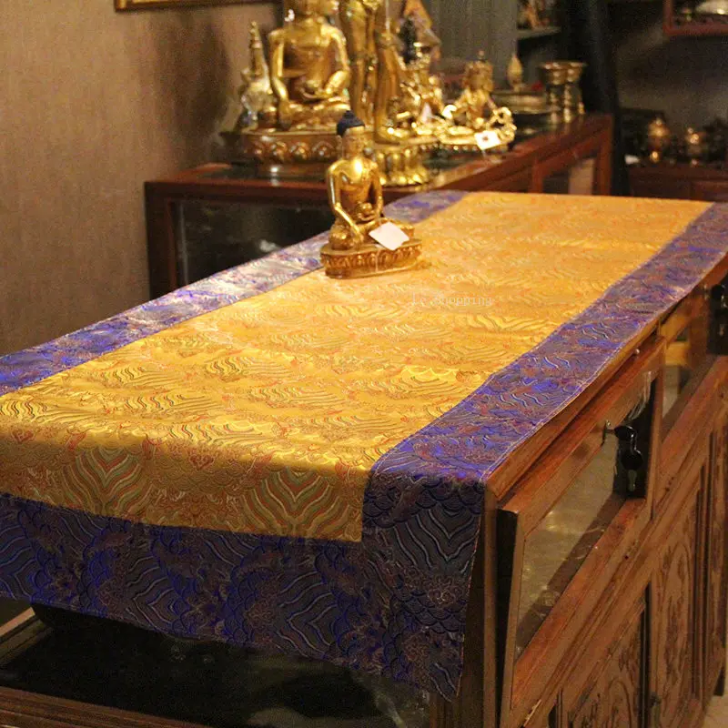 Tibetan Fabric Auspicious Cloud Pattern Long Table Tablecloth/Temple Offering Worship Buddha Decoration Double-layer Tablecloth