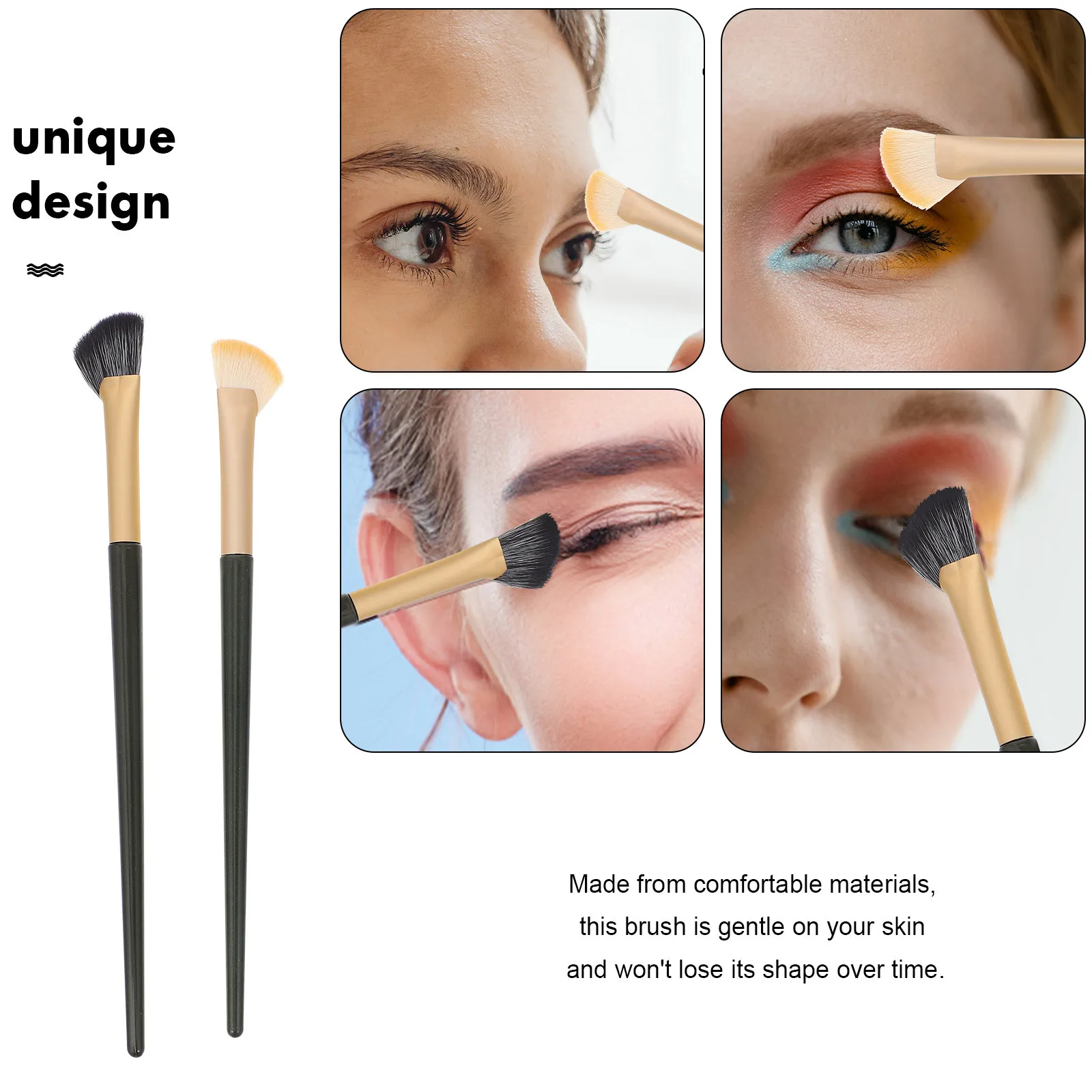 6 pezzi Set di pennelli per contorno naso Strumento per eyeliner angolato per applicazione di correttori per trucco occhi di precisione Donne Ragazze Doppio attacco