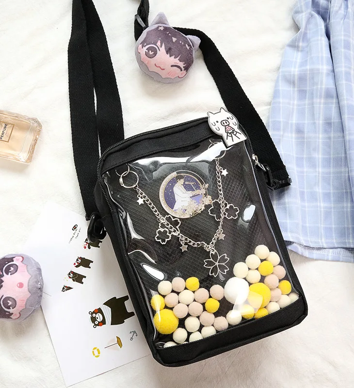 Japanese itabag Transparent Mini Crossbody Bag Girls Fashionable Versatile Anime-Inspired itabag Handbag Anime Pins Bag view 5