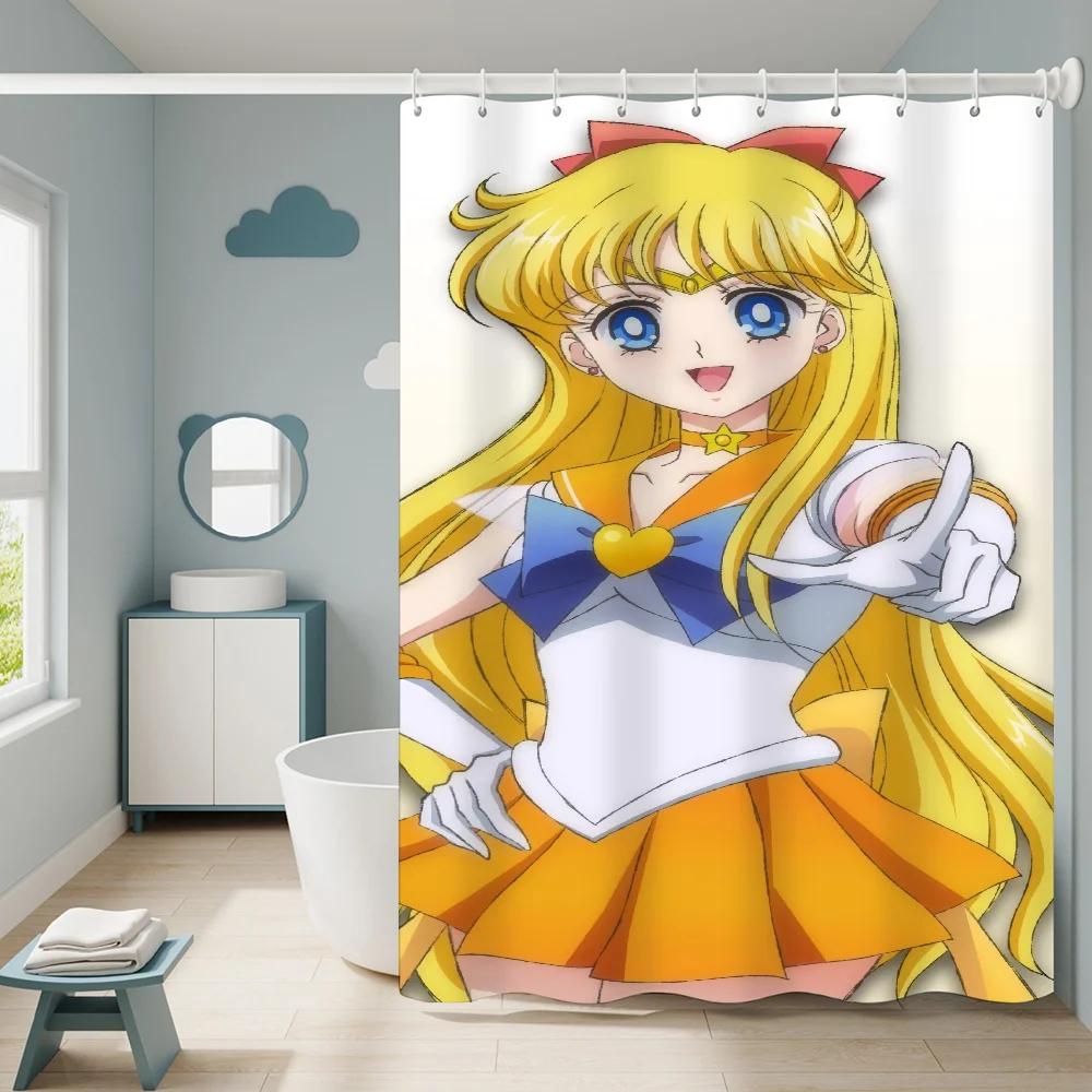 Curtains for Bathroom Shower Curtain Bathroom Curtain S-sailor M-moon Bath Sets Accessories Waterproof Fabric the Set European