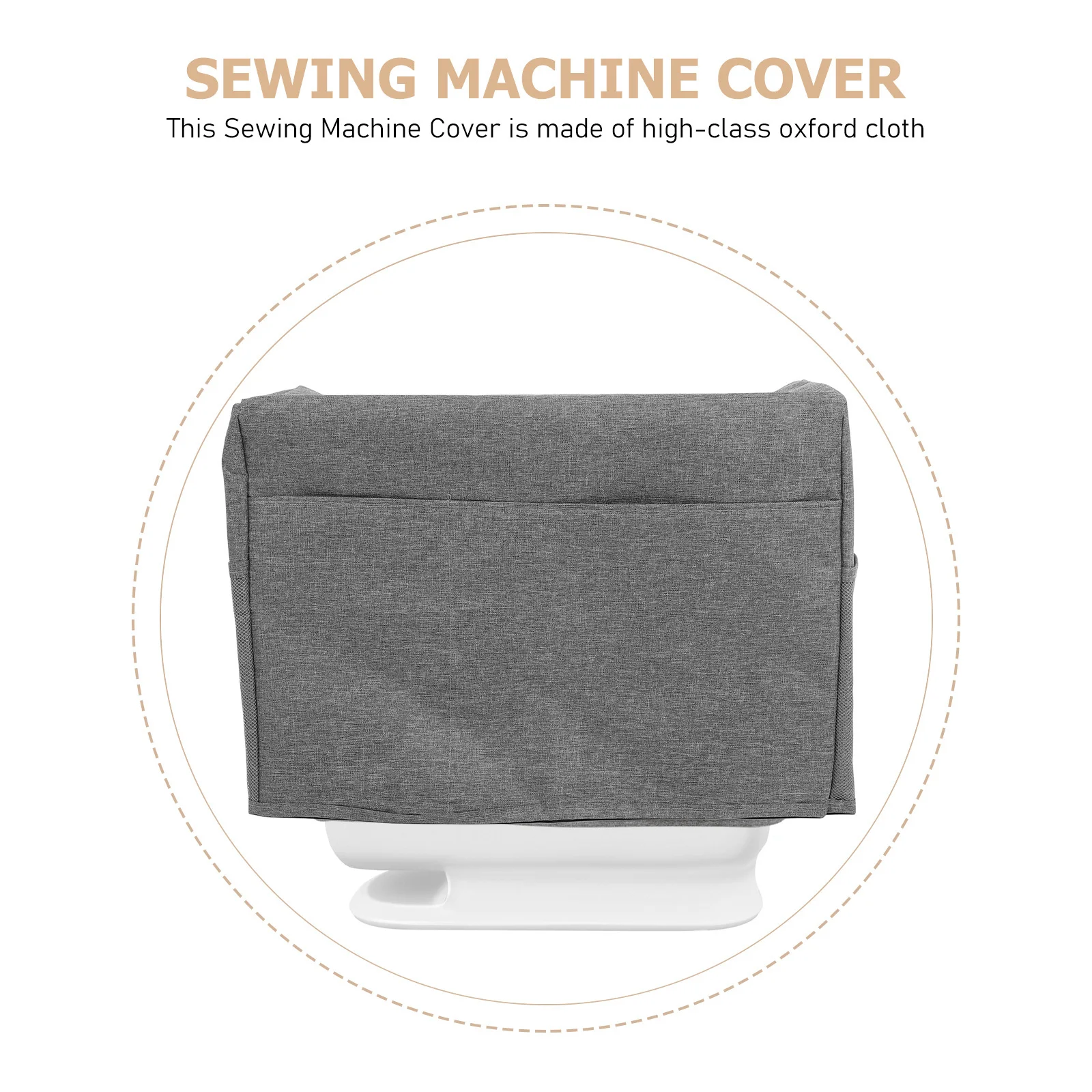 

Sewing Machine Cover with Storage Pockets Foldable Dust Protective Cover for Most Standard Models Grey Oxford Fabric Water