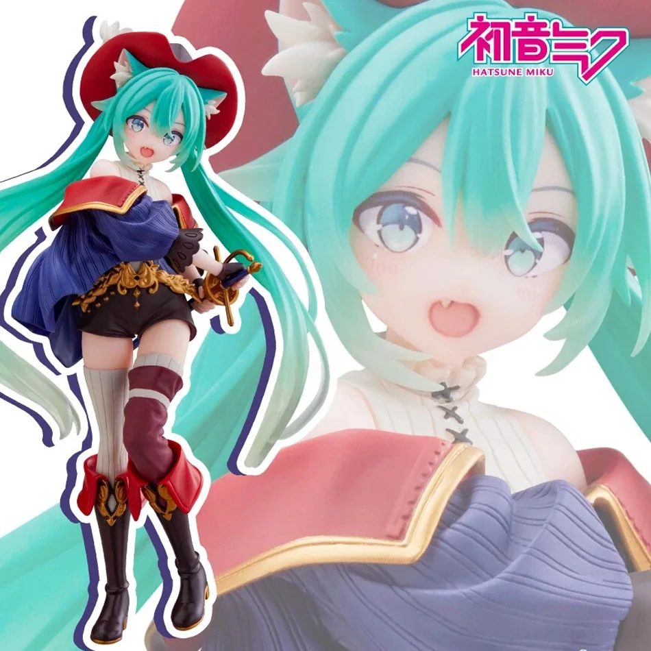 

19CM Hatsune Miku Desktop Action Figure Tale Wonderland Miku Puss in Boots Anime Figurine Kawaii Girl Model Toy Adorable Decor