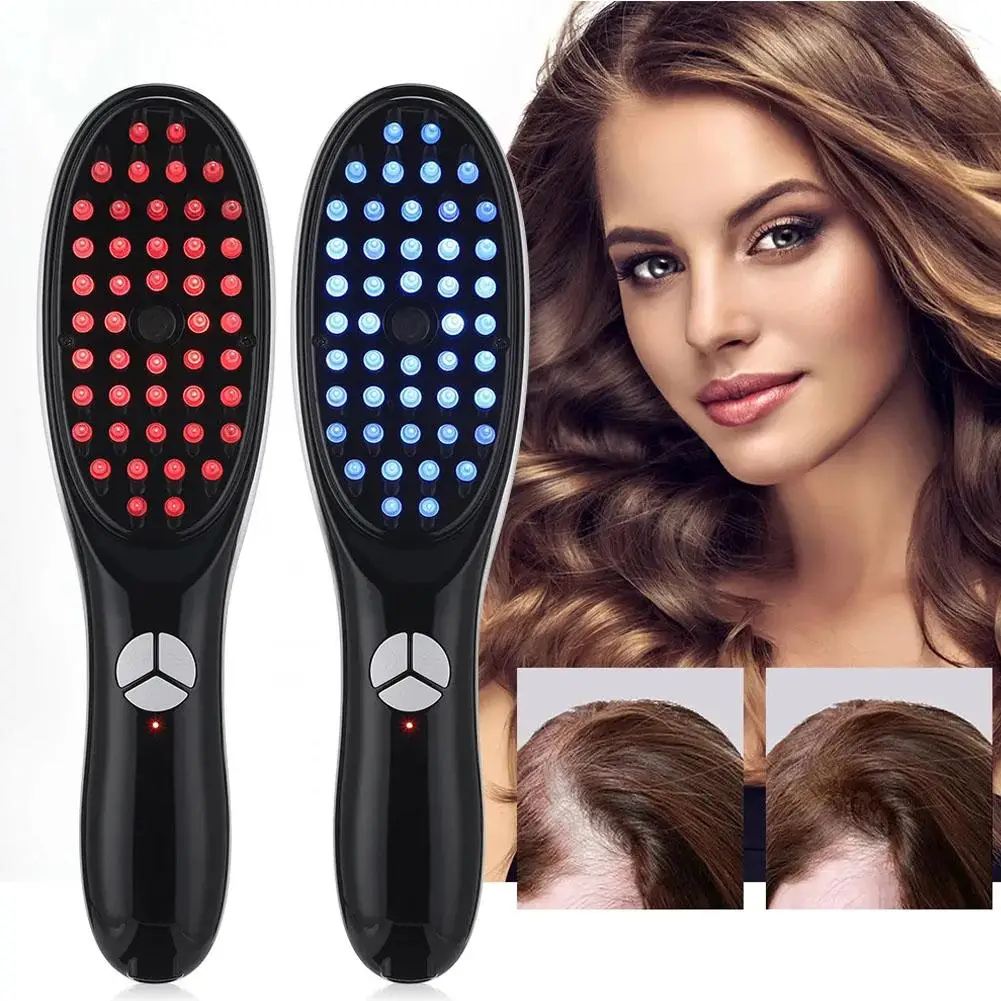 Sonic Vibration Scalp Massager Light Therapy Massage Comb Hair Brush Anti Relief Stress Anion Spray Brush Loss U7q3